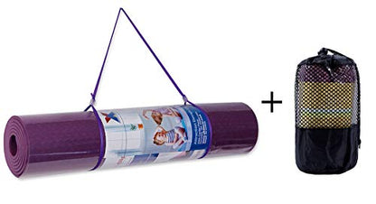 Attraction Design Yoga Mat Non Slip Exercise Mat Extra Thick Workout Mat for Yoga, Eco Friendly Exercise Yoga Mat High Density Fitness Pilates Mat with Carrying Strap, 72"x 24"x 6mm - color: Purple Set
