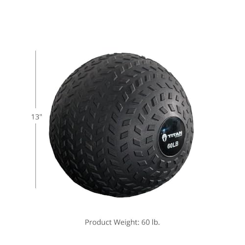 Titan Fitness Rubber Tread Slam Ball, Dead Bounce, Weight Workout - Throw, Catch, Slam, Twist - style: 60 lb