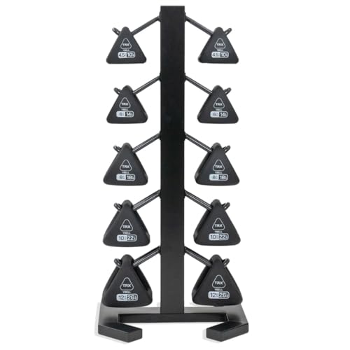 TRX YBell Neo Series 3-in-1 Kettlebell, Dumbbell and Push Up Bar Workout Equipment | Commercial Grade Neoprene Coated Surface | Perfect for Strength Training & Conditioning Workouts | Bundle - size: 180lbs 10-Pack with Rack