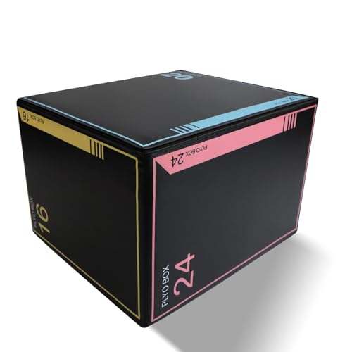 3-in-1 Dense Foam Plyometric Jump Box,30"x24"x20"-24"x20"x16"-20"x18"x16"Non-Slip Box Jumps for Home Gym,Exercise Foam Plyo Box for Fitness Training-Step-Ups,Split Squats,Dips,Box Jump Cube - color: StyleA:16*20*24IN(Medium Size)