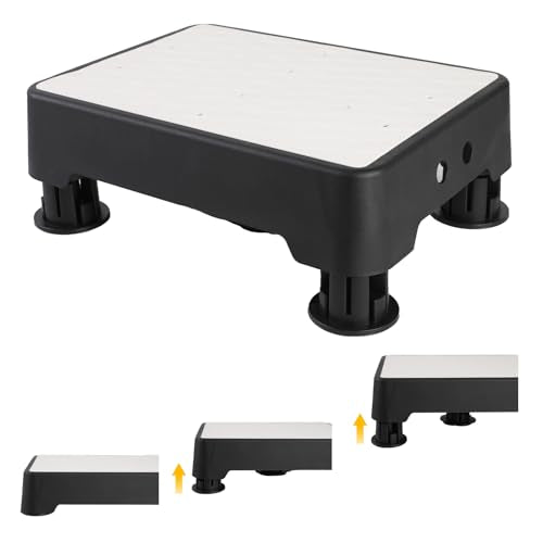 Adjustable Step Stool, 700 LBS Capacity Safety Bed Step for Seniors, Exercise Setp Platform, Portable Stair Assist for Elderly, Wide Step up for Kitchen, Car, Bedside & Shower, White - color: White Wave
