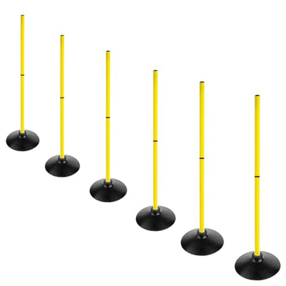 Soccer Agility Poles Set Detachable Sports Trainning Speed Pole Slalom Poles with Rubber Base Sport Traning Equipment - color: Pack of 6, style: 3.3 FT