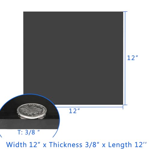 WochiTV Solid Rubber Sheets Strips, 12" Wide x 3/8" Thick x 12" Long Neoprene Rubber Rolls Perfect for DIY Gasket Material, Sealing, Liner, Shield, Padding, Mat - size: 12" W x 12" L, style: 3/8(.375") Thick
