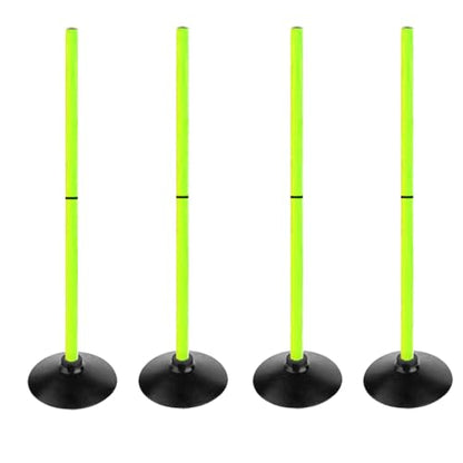 Fluorescent Green Soccer Agility Poles Set Detachable Sports Trainning Speed Pole Slalom Poles with Rubber Base Sport Traning Equipment - color: 3.3 FT, style: Pack of 4
