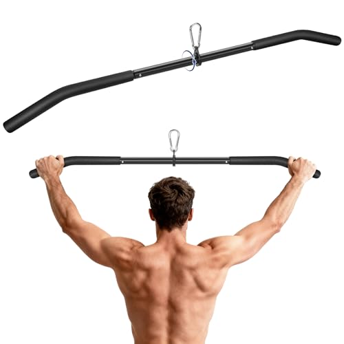 39.7'' LAT Pulldown Bar with Full Rotation, Lat Pulldown Attachments for Pulley Cable Machine,Curl Tricep Press Down Bar with Rubber Handle for Gym,Strength Workout