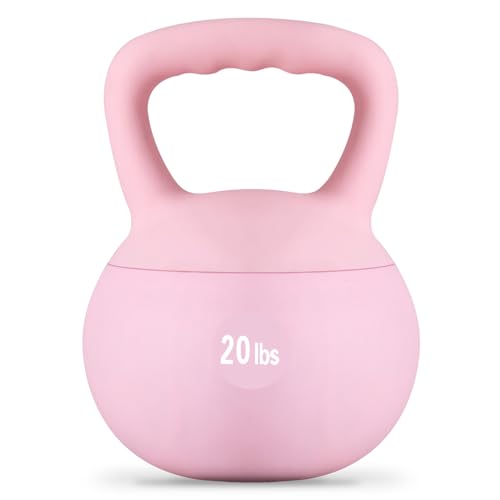 DlandHome Kettlebell Weights Strength Training Kettlebell-Great for Full Body Workout and Strength Training,Easy Grip Handle,PVC Filled with Iron Sand - color: Pink-20lbs