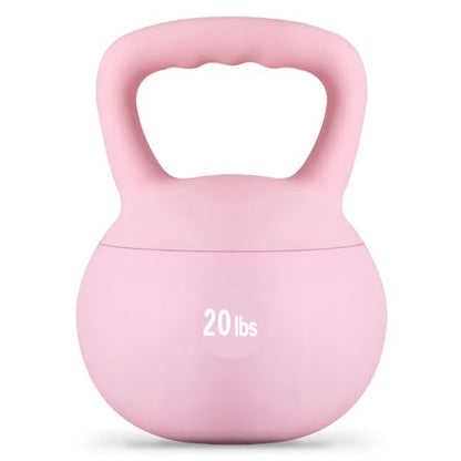 DlandHome Kettlebell Weights Strength Training Kettlebell-Great for Full Body Workout and Strength Training,Easy Grip Handle,PVC Filled with Iron Sand - color: Pink-20lbs