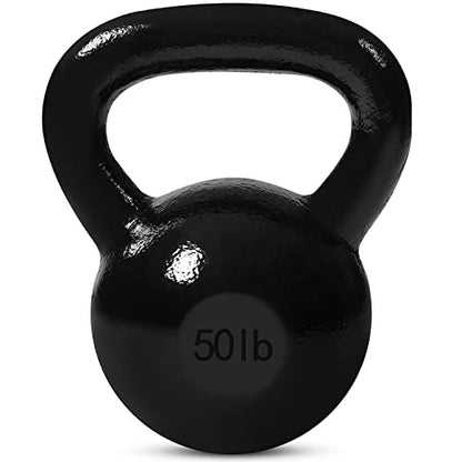 JFIT Cast Iron Kettlebell – Single Weight, Flat Bottom, Polished Handle | Men & Women | CrossFit, Cardio & Strength Training - size: 50.0 Pounds