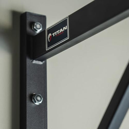 Titan Fitness Adjustable Depth 52" Wall Mounted Pull Up Bar, 14" or 22" From Wall, Rated 400 LB, Home or Garage Gym Chin Up Workout Training Station, Upper Body Workout