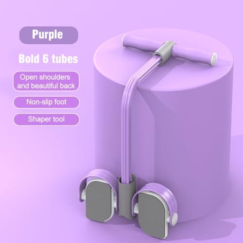 Abdominal Trainer, Sit-Up Training Equipment, 6 Tubes Fitness Elastic Pull Rope, Tension Rope Pull Up Pilate Foot Pedal Resistance Band Workout Tool Ab Shaper - color: Purple