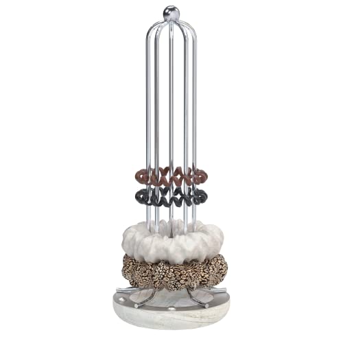 J JACKCUBE DESIGN Silver Metal Scrunchie Holder Stand, Hair Bands Scrunchies Display Organizer for Teen Girls Accessories, Hair Ties, Bracelet, Jewelry Storage Tower- MK726B (Silver) - color: Silver
