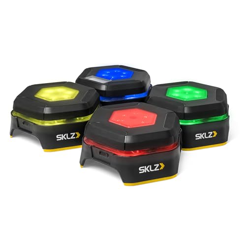 SKLZ Reactive Flash LED Training Pods – Reaction Time, Agility, and Cognitive Training Tool with 4 Games – Multi-Directional Activation, Durable Design for Speed and Hand-Eye Coordination