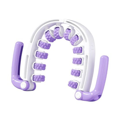 Massage Roller Multi Function Muscle Relaxation Roller Stick with 360 Degree Pressure Non Slip Handle Sturdy PP Material, Purple - color: Purple