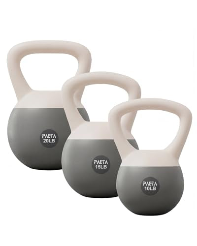 PAETA Soft Kettlebell for Home Fitness – Anti-Slip Grip & Wide Handle Design,Soft Kettlebell Set, Gentle Floor-Friendly Impact – 10lbs, 15lbs, 20lbs, for Home Functional Training - color: 45lbs White