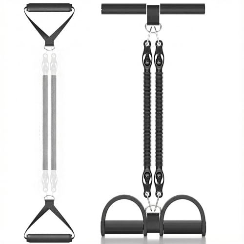 Multifunction Tension Rope, 2 Tubes Stretch Yoga Pedal Tension Strap, Adjustable Resistance, Tension Rope Fitness Equipment - color: Black-2