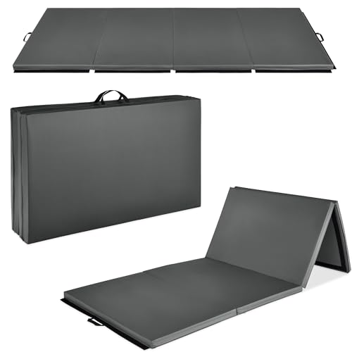 Best Choice Products 10ftx4ftx2in Folding Gym Mat 4-Panel Exercise Gymnastics Aerobics Workout Fitness Floor Mats w/Carrying Handles - color: Charcoal