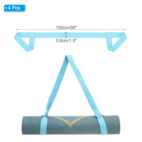 PATIKIL Yoga Mat Strap, Adjustable Yoga Mat Carrier Straps Sling Cotton Anti Slip Mat Holder Stretching Band - color: Sky Blue