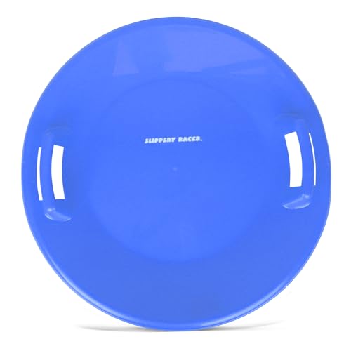 Slippery Racer Heavy-Duty Cold Resistant Downhill Pro Adults and Kids Plastic Outdoor Winter Saucer Disc Snow Sled with Handles (Blue, 3)