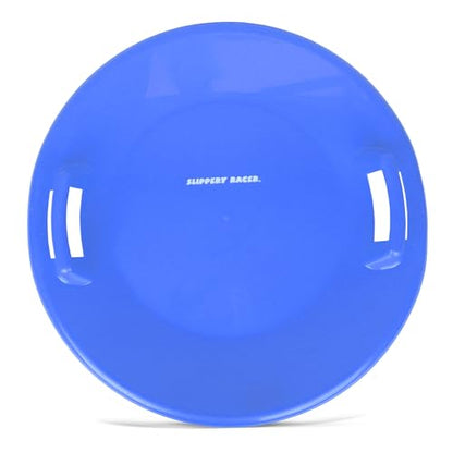 Slippery Racer Heavy-Duty Cold Resistant Downhill Pro Adults and Kids Plastic Outdoor Winter Saucer Disc Snow Sled with Handles (Blue, 3)