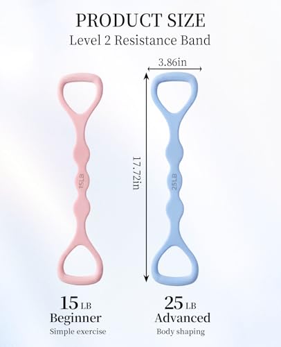 2 PCS Figure 8 Resistance Bands for Women, 15 Lbs & 25 Lbs Keep Resistance Band with Non-Slip Handles for Arms Back Chest & Shoulder