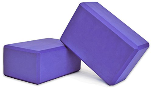 YogaAccessories High Density and Lightweight Foam Yoga Blocks - Strength and Flexibility Aid (Set of 2) - color: Purple, size: 9"x6"x4" (Set of 2)