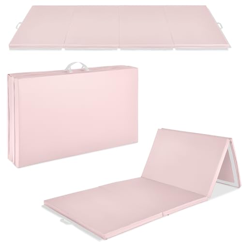 Best Choice Products 10ftx4ftx2in Folding Gym Mat 4-Panel Exercise Gymnastics Aerobics Workout Fitness Floor Mats w/Carrying Handles - color: Smoky Quartz