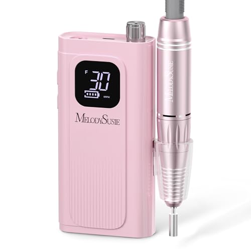 MelodySusie Entry-Level Clip-On Rechargeable Essential Nail Drill, SC300F 30000RPM E-File with LCD Display for All Manicure Shaping & Gel Removal, Ideal for Training,Nail Art Practice & Home Use, Pink - color: Pink