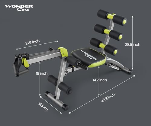 WONDER CORE 2 Total Gym Machine, Ab Workout Equipment, Adjustable Ab Machine for Stomach Workout, Sit Up Exercise Equipment for Home Workouts, Abdominal Trainer, Ab Lounger Exercise Chair