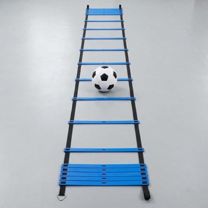 Agility Ladder Training Set - Blue Speed & Footwork Training Equipment with Resistance Parachute, Hurdles, Cones, Jump Rope and Carrying Bag for Sports, Fitness and Soccer Training