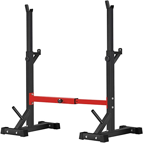 BangTong&Li Squat Rack Stand,Barbell Rack,Bench Press Rack Stand Home Gym Adjustable Weight Rack 550Lbs - color: Red