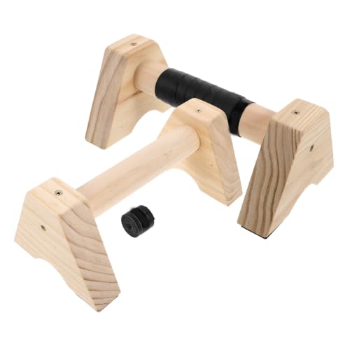 Toyvian Wooden Push up Bars Parallettes with Non-slip Base, Beech Wood Calisthenics Equipment for Strength Training and Handstand Practice, 30cm Pair for Home Gym Fitness