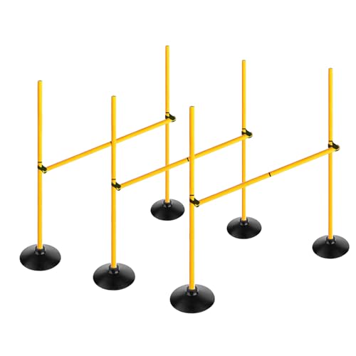 Adjustable Height Agility Hurdle Set Multi-Function Soccer Trainning Pole Set Coaching Sticks with Rubber Base - color: 3.3 FT, style: Pack of 3