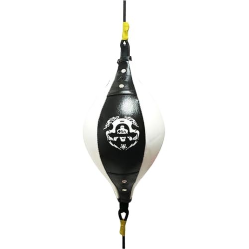 Speed Bag - Reflex Training Boxing Ball, Heavy Duty Endurance Practice Punching Bag | Stress Relief Equipment, Fitness Training Punch Ball for Teens Adults Home Gym Combat Workout - color: Black and white