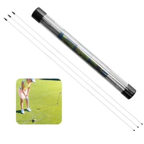 FINGER TEN Golf Alignment Sticks Rods Swing Trainer Tools 43 Inch 3 Pack, Fits in Golf Bag Tour Stickers Practice Training Aid