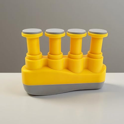 Finger Strengthener, Nalu Hand Grip Trainer Exerciser for Piano, Guitar, Bass, Ukulele Players, Plastic Material, Lightweight and Portable - Improve Finger Flexibility, Strength,1 Pack (Yellow+Gray)