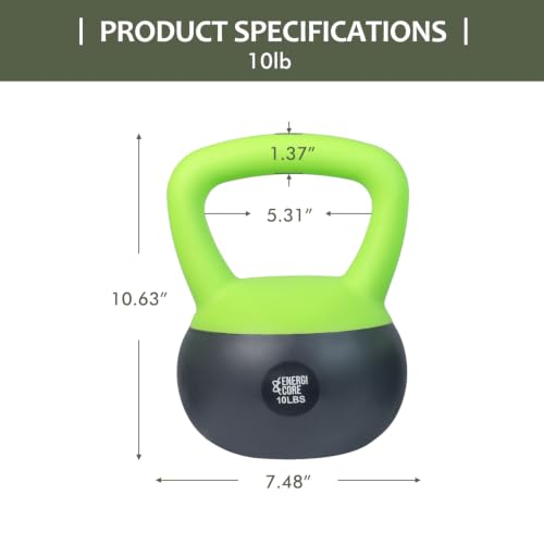 ENERGI CORE Kettlebell - Sand Filled Weight for Home Gym Workouts & Strength Training - Portable Exercise Kettle Bell for Women & Men