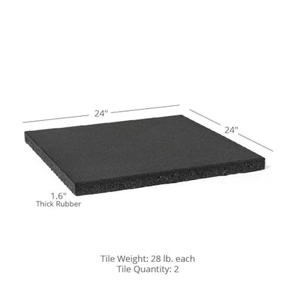 Titan Fitness 2 Pack Rubber Lifting Tiles, 24" x 24" Shock-Absorbing Platform Tiles, 1.6" Thick, for Deadlift or Olympic Lifting, Floor Protection Mats