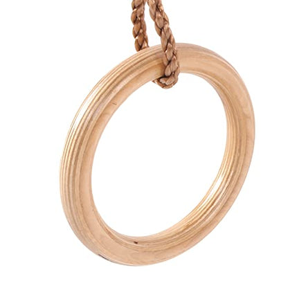Gymnastics Rings,2Pcs / Set Fitness Wooden Gymnastics Ring with Rope Children Sports Wooden Swings Rings for Workout Bodyweight Fitness Training