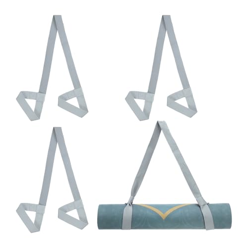 PATIKIL Yoga Mat Strap, Adjustable Yoga Mat Carrier Straps Sling Cotton Anti Slip Mat Holder Stretching Band - color: Light Grey