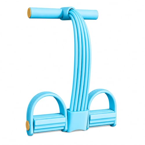 Bungee Rope Pedal Tension Brace, 4 Tubes/6 Tubes Optional, Latex Elastic Band for Abs Training, Leg Stretching and Strength Training, Blue/Purple