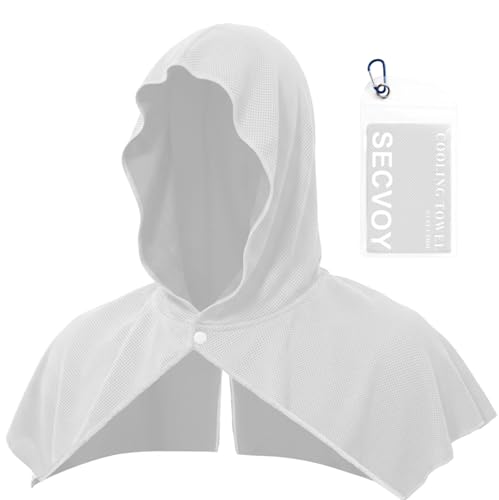 1 Pack Cooling Hoodie Towels for Neck and Face, UPF 50 Sun Protection & Instant Cooling Towels for Hot Weather, Soft Breathable Towel for Work Out, Sport, Gym, Camping & More Activities - color: 1-white