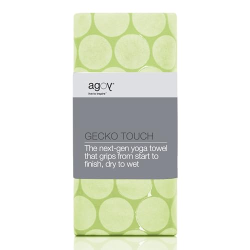 agoy Gecko Touch - Next-Gen Microfiber Yoga Towel - Double-Sided Silicone Non-Slip Grip – Ideal for Hot Yoga - Ultra Absorbent, Easy to Wash, Travel-Friendly - 30% Recycled Material - Free Wet Bag - color: Matcha Green