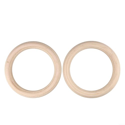 2 Pcs Wood Gymnastics Rings, Birch Pull Rings Home Fitness, Non-Slip Sweat-Absorbent Exercise Rings Adults Training(25mm 19cm)