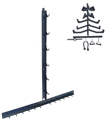LAT Pull Down Bar Organizer Gym Storage Wall Organizer for Lat Pulldown Attachments, LAT Pull Down Bar Storage Rack for Different Cable Handles, Cable Attachments Rack for Gym Accessories