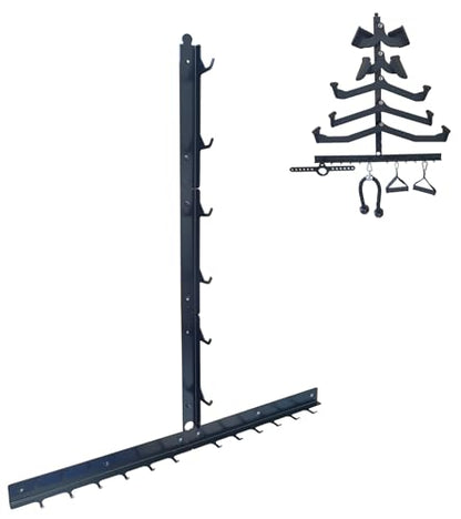 LAT Pull Down Bar Organizer Gym Storage Wall Organizer for Lat Pulldown Attachments, LAT Pull Down Bar Storage Rack for Different Cable Handles, Cable Attachments Rack for Gym Accessories