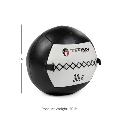 Titan Fitness Soft Leather Medicine Wall Ball Durable, Endurance, Cardio, Core Strength - size: 30 lb