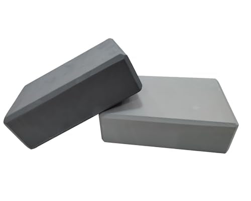 Mune Yoga Block Set of 2 Black High Density EVA Foam Non-Slip Surface to Deepen Yoga Poses Improve Strength Balance Flexibility