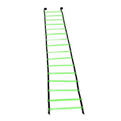 Agility Ladder Speed Ladder Training, 16 Rung Adjustable Flat Plastic Rungs with Durable Nylon Straps for Football Rugby Tennis Baseball Sports - color: Green