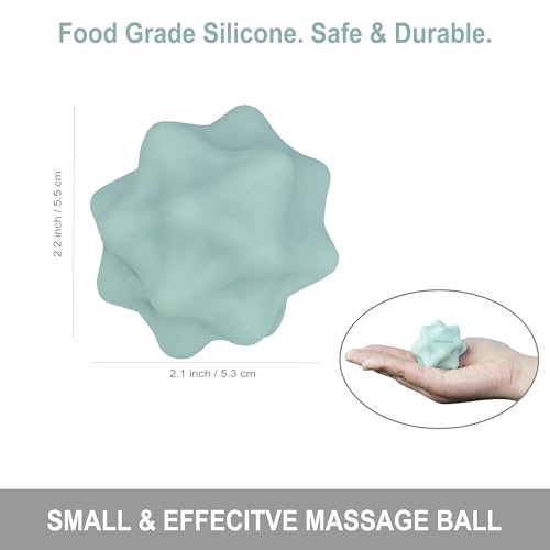 Small Spiky Massage Ball Trigger Point Massage Tool. Solid Bumpy Massager Balls for Deep Tissue Myofascial Release Hand Foot Plantar Fasciitis Pain Relief Knots Acupoint Yoga Fitness 2.2×2.1" (Green) - color: Green