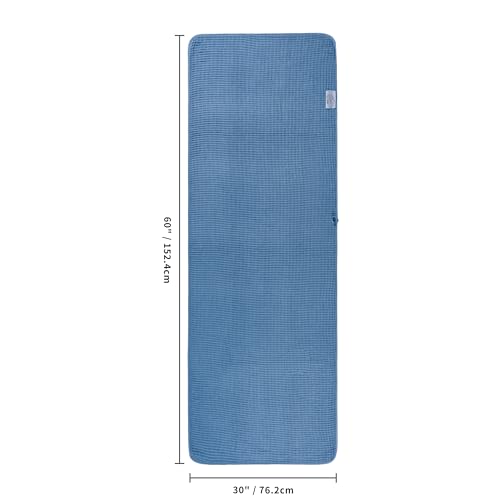 POLYTE 380 GSM Poly Blend Microfiber Quick Dry Waffle Bath Towel, 30x60 in - color: Blue